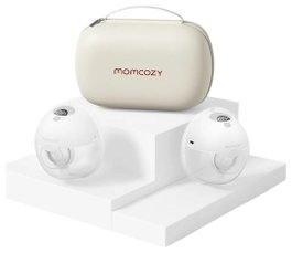 Momcozy M5 Sacaleches Doble Portátil con Batería y Caja de Almacenamiento, Gris