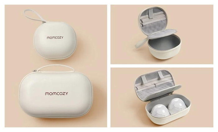 Momcozy M5 Sacaleches Doble Portátil con Batería y Caja de Almacenamiento, Gris