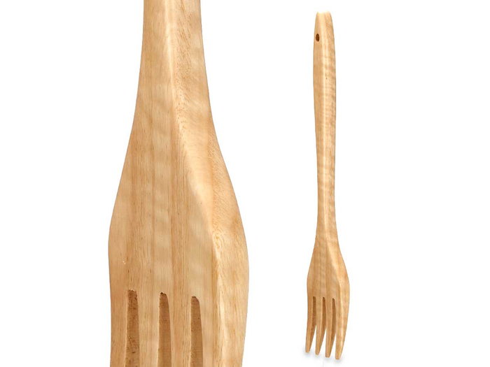 Kinvara Tenedor Madera Cocina Castaño Natural 35x7x2 cm (Set de 24)
