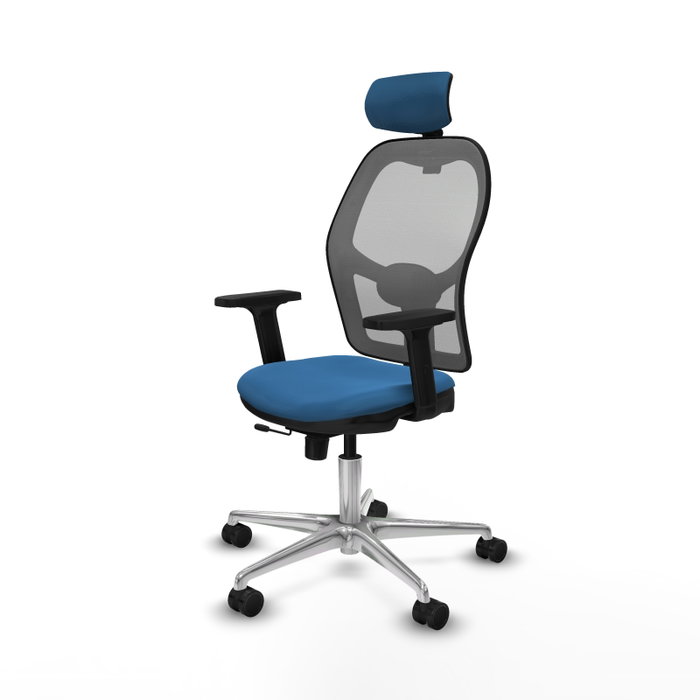 PIQUERAS Y CRESPO Silla de oficina Jorquera con mecanismo Sincro/Traslack, Azul claro y Gris