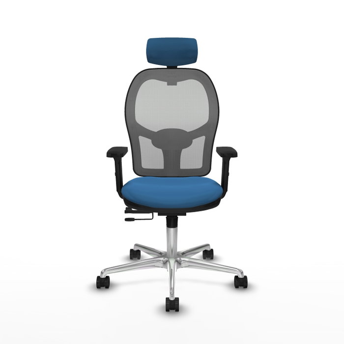 PIQUERAS Y CRESPO Silla de oficina Jorquera con mecanismo Sincro/Traslack, Azul claro y Gris