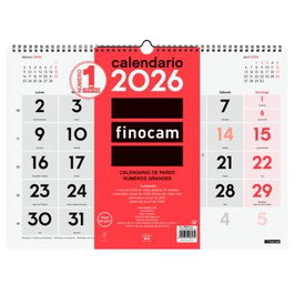 FINOCAM Calendario de Pared Mensual 2027 con Números Grandes 430x310 mm