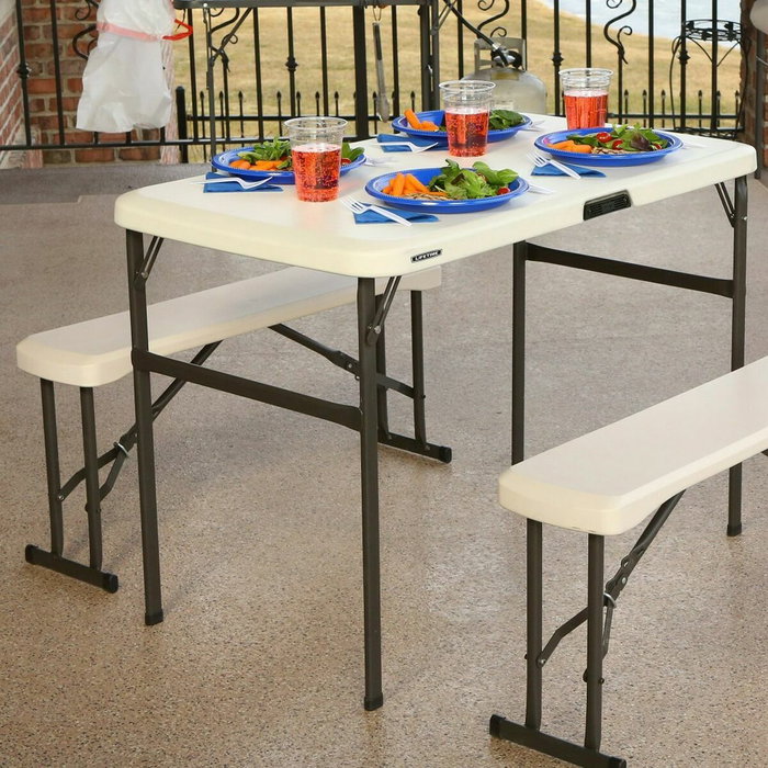 Color Baby Conjunto Plegable de Mesa y 2 Bancos para 4 Personas