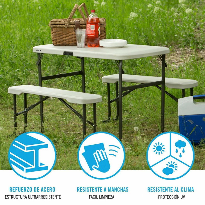 Color Baby Conjunto Plegable de Mesa y 2 Bancos para 4 Personas