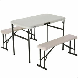 Color Baby Conjunto Plegable de Mesa y 2 Bancos para 4 Personas