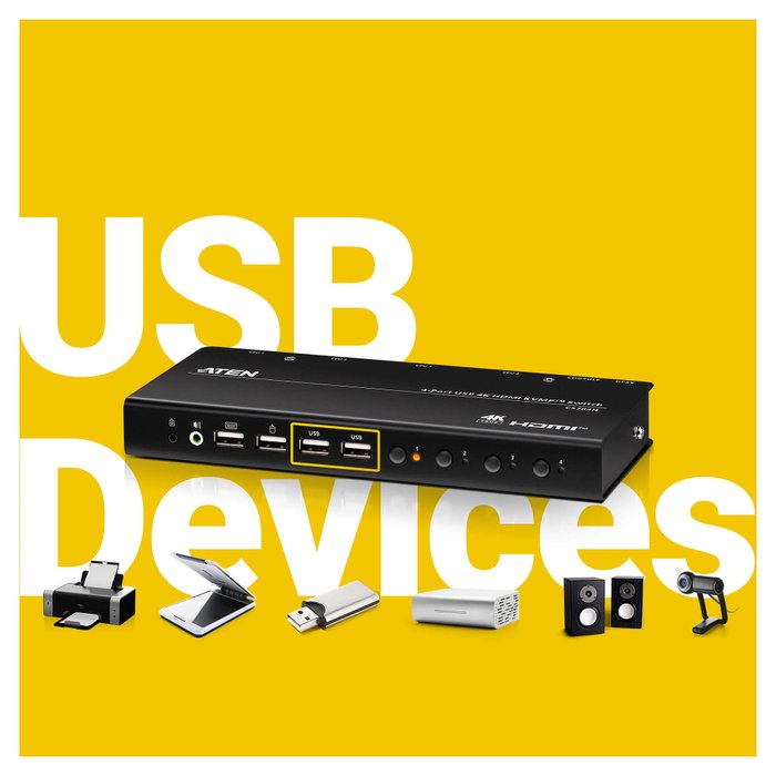 ATEN CS784H Switch KVM de 4 puertos USB HDMI 4K Ultra HD ATEN CS784H Switch KVM de 4 puertos USB HDMI 4K Ultra HD