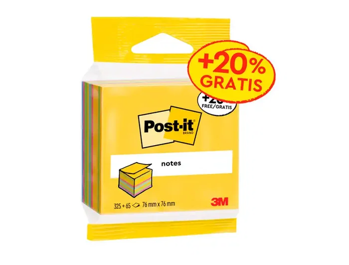 Post-it Bloc de Notas Adhesivas Quita y Pon Cubo 76x76 mm Expositor Suelo 96 Unidades Surtidas 5426-P 2014-UCP 2014-LPP