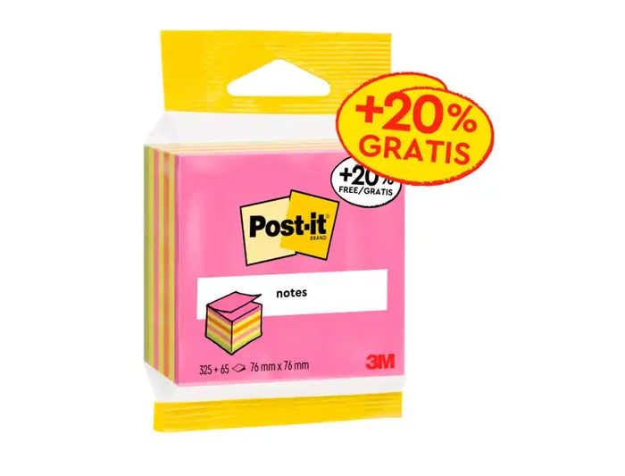 Post-it Bloc de Notas Adhesivas Quita y Pon Cubo 76x76 mm Expositor Suelo 96 Unidades Surtidas 5426-P 2014-UCP 2014-LPP