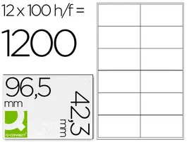 Q-connect Etiqueta Adhesiva KF10652 96.5x42.3 mm para Fotocopiadora Laser Ink-jet, Caja 100 Hojas DIN A4