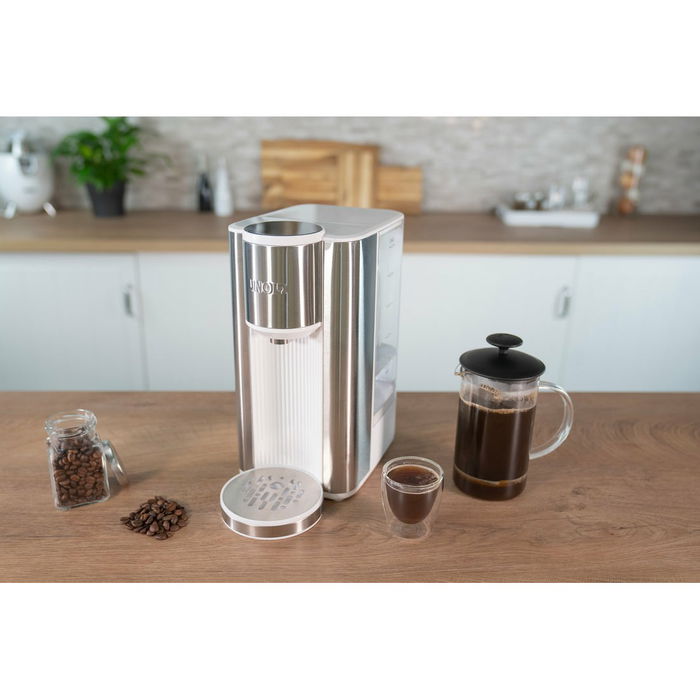 UNOLD Ava Express 18610 - Hervidor de Agua Eléctrico, 2.5 Litros, 2600 W, Acero Inoxidable y Plástico, 6 Ajustes de Temperatura, Indicador de Nivel, Plata y Blanco