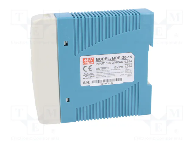 MEAN WELL MDR-20-15 Alimentador de 20W, 15VDC para carril DIN MEAN WELL MDR-20-15 Alimentador de 20W, 15VDC para carril DIN