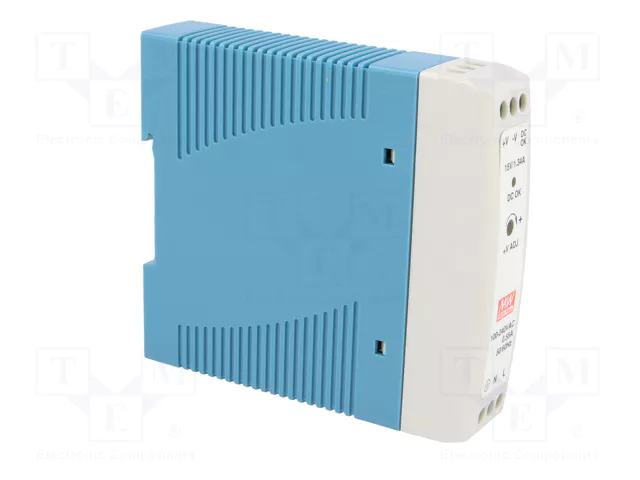 MEAN WELL MDR-20-15 Alimentador de 20W, 15VDC para carril DIN MEAN WELL MDR-20-15 Alimentador de 20W, 15VDC para carril DIN