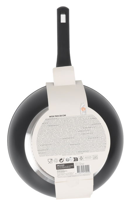 Masterchef Sartén Wok de Aluminio Forjado 28 cm, 3 mm de grosor, 2 capas, Negro (6 Unidades)