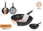 Masterchef Sartén Wok de Aluminio Forjado 28 cm, 3 mm de grosor, 2 capas, Negro (6 Unidades)