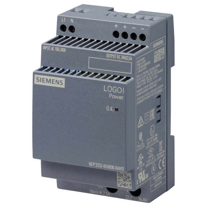 Siemens 6EP3332-6SB00-0AY0 LOGO!POWER 24V 2,5A Siemens 6EP3332-6SB00-0AY0 LOGO!POWER 24V 2,5A