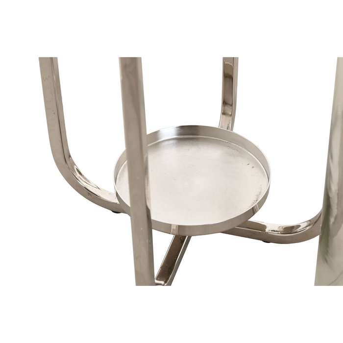 DKD Home Decor Portavelas de Acero y Cristal Cromado Plateado
