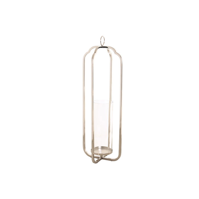 DKD Home Decor Portavelas de Acero y Cristal Cromado Plateado