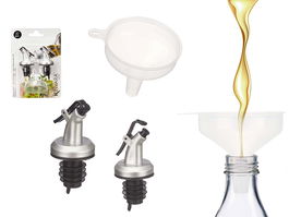 Kinvara Set 2 Dosificadores Embudo de Plástico ABS y Acero Inoxidable S-S Transparente y Metal 12x6x16 cm (Set de 24)