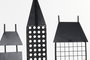 DKD Home Decor Decoración de Pared Metal Edificio Dorado y Negro