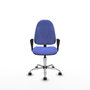 Silla de oficina Algarra con mecanismo Contacto permanente básico tapizada con Tela color Azul claro. Equipada con Base cromada, Brazos fijos y Ruedas autofrenantes