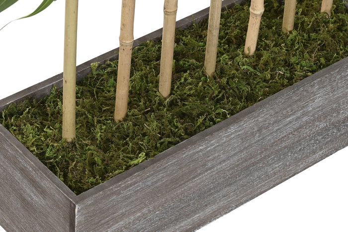 DKD Home Decor Planta de Bambú Verde con Pie de Madera