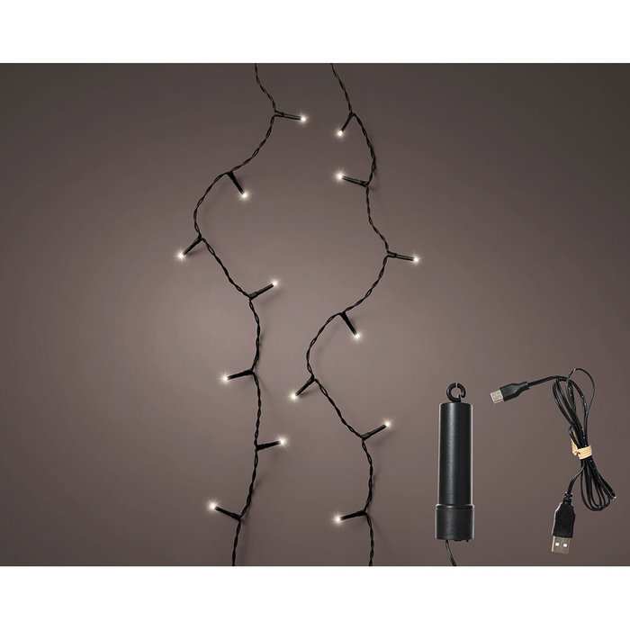 Lumineo Guirnalda de exterior recargable con 100 LEDs y luz cálida Lumineo Guirnalda de exterior recargable con 100 LEDs y luz cálida