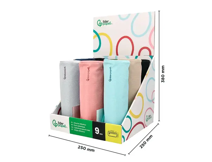 Liderpapel Estuche portatodo Classic cilíndrico ancho colores surtidos
