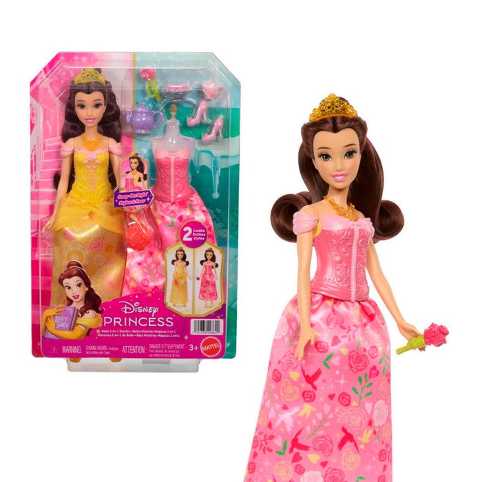 Mattel Disney Princess Muñeca Bella 2 en 1 Historias Mágicas Jfj82 con Atuendos y Accesorios Articulada para +3 Años Mattel Disney Princess Muñeca Bella 2 en 1 Historias Mágicas Jfj82 con Atuendos y Accesorios Articulada para +3 Años