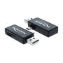 DeLOCK 91731 Lector de Tarjetas OTG USB A con Micro USB, Compatible con MicroSD, MicroSDHC, MicroSDXC, MMC, SD, SDHC, SDXC, USB 2.0, Negro