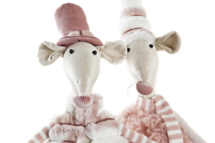 DKD Home Decor Figura Poliester Raton Surtido de 2 Unidades Rosa
