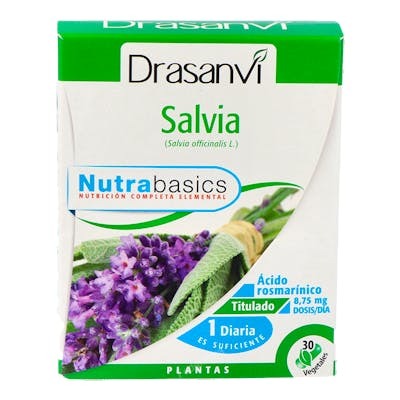 Drasanvi Nutrabasics Salvia 30 Cápsulas - Extracto Seco para Aliviar Molestias del Ciclo Femenino Drasanvi Nutrabasics Salvia 30 Cápsulas - Extracto Seco para Aliviar Molestias del Ciclo Femenino