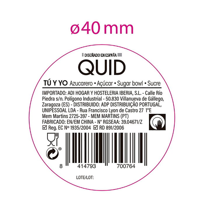 Azucarero Porcelana y Bambú Tu Y Yo Quid 10x10x11 cm (24 Unidades)