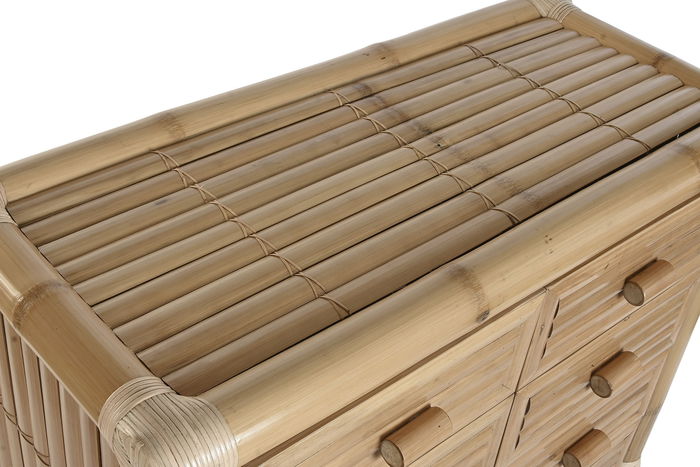 DKD Home Decor Cómoda Tropical 50 x 95 x 112 cm Natural Bambú Ratán 8 Cajones
