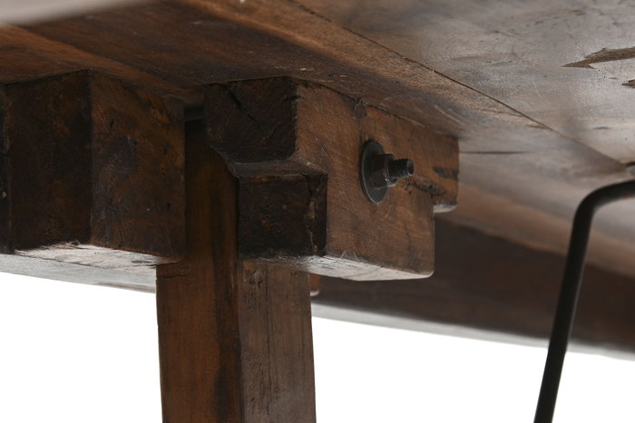 DKD Home Decor Mesa Comedor Plegable de Madera Reciclada Color Natural 240 x 90 x 77 cm