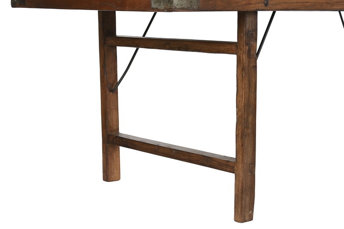 DKD Home Decor Mesa Comedor Plegable de Madera Reciclada Color Natural 240 x 90 x 77 cm