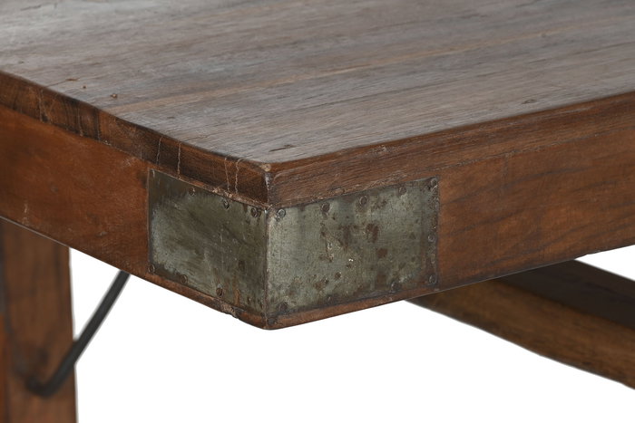 DKD Home Decor Mesa Comedor Plegable de Madera Reciclada Color Natural 240 x 90 x 77 cm