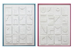 DKD Home Decor Cuadro Lienzo Moderno 3D Surtido de 4 Piezas (60x3,8x80 cm) Azul, Rosa y Blanco