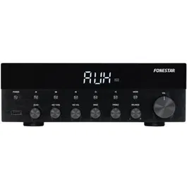 Fonestar Amplificador Estéreo AS-1515 Hi-Fi 30W Bluetooth USB FM Karaoke Panel Aluminio Mando a Distancia 2 Entradas Micrófono