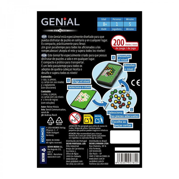 Devir Ubongo Solo - Juego de Lógica y Rompecabezas en Español para 1 Jugador, Edad 8+ Años con 200 Desafíos de Dificultad Creciente