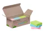 Q-connect Bloc de notas adhesivas quita y pon 38x51 mm 100% papel reciclado colores pasteles en caja de carton Ecológico