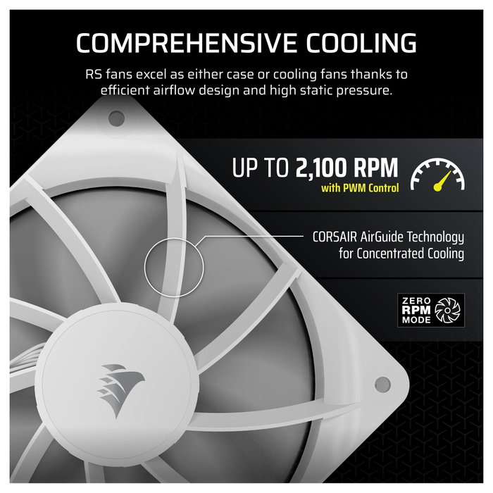 Corsair RS120 Pack de 3 Ventiladores 120 mm Blanco PWM Corsair RS120 Pack de 3 Ventiladores 120 mm Blanco PWM