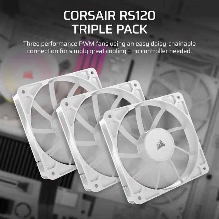 Corsair RS120 Pack de 3 Ventiladores PWM 120 mm Blanco