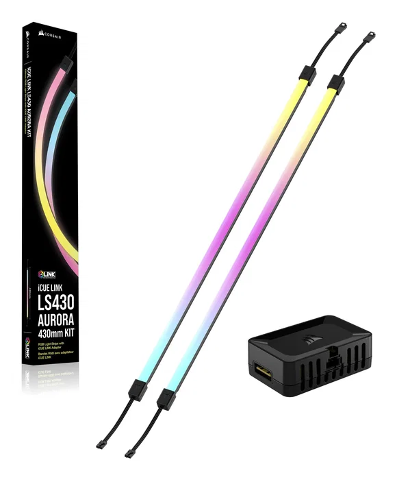 Corsair Kit Tira LED RGB iCUE LINK LS430 Aurora, Multicolor, Negro, 2x 430 mm, Ref. CL-9011136-WW Corsair Kit Tira LED RGB iCUE LINK LS430 Aurora, Multicolor, Negro, 2x 430 mm, Ref. CL-9011136-WW