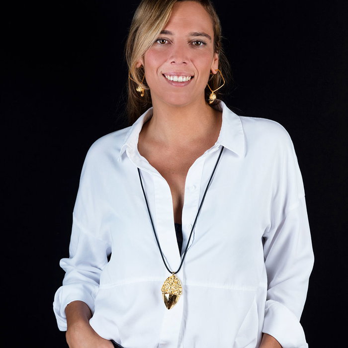 Shabama Pendientes BELLOTA CUADRADO #oro brillo - Joyería de inspiración natural para mujer