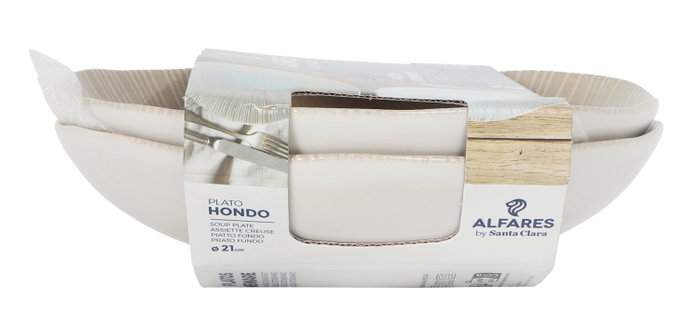 Alfares Plato Hondo Aura Pack de 4 unidades de 21cm
