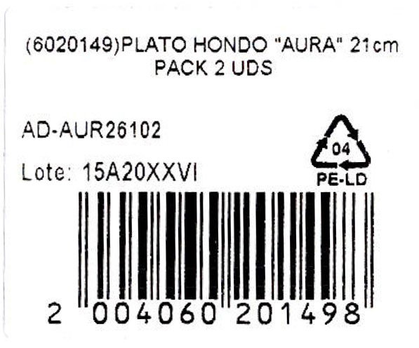 Alfares Plato Hondo Aura Pack de 4 unidades de 21cm