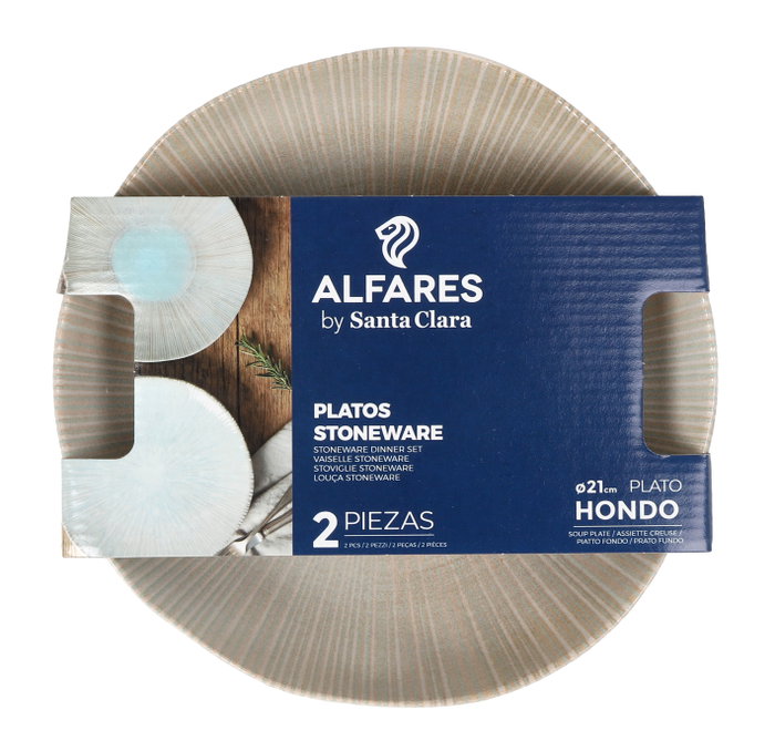 Alfares Plato Hondo Aura Pack de 4 unidades de 21cm