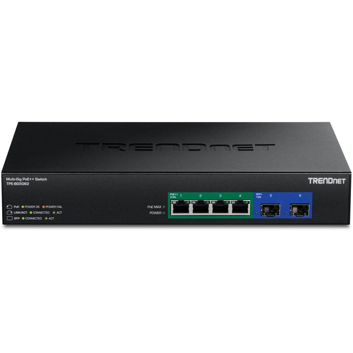 Trendnet tpe-bg5062 switch no administrado 2.5g ethernet (100/1000/2500) energÍa sobre ethernet (poe) negro