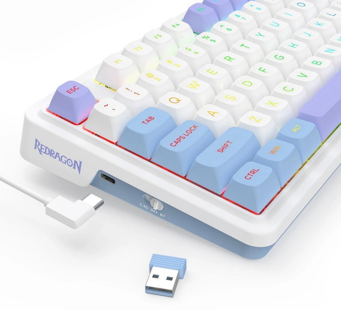 Redragon Ucal Max K673WBP-RGB-MAX Teclado Mecánico Inalámbrico 82 Teclas RGB Blanco Layout Español