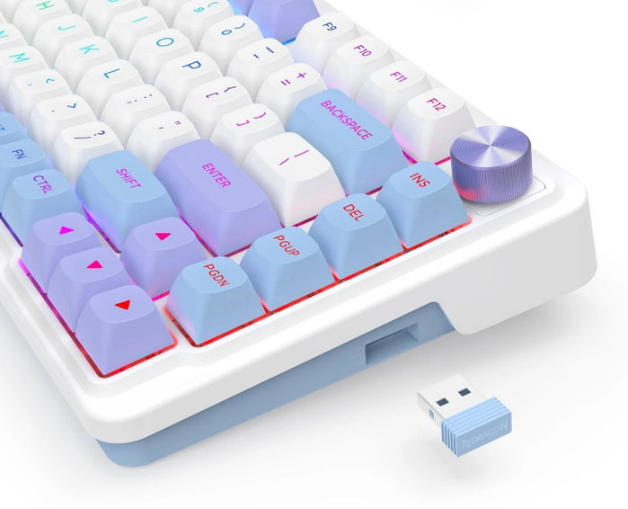 Redragon Ucal Max K673WBP-RGB-MAX Teclado Mecánico Inalámbrico 82 Teclas RGB Blanco Layout Español